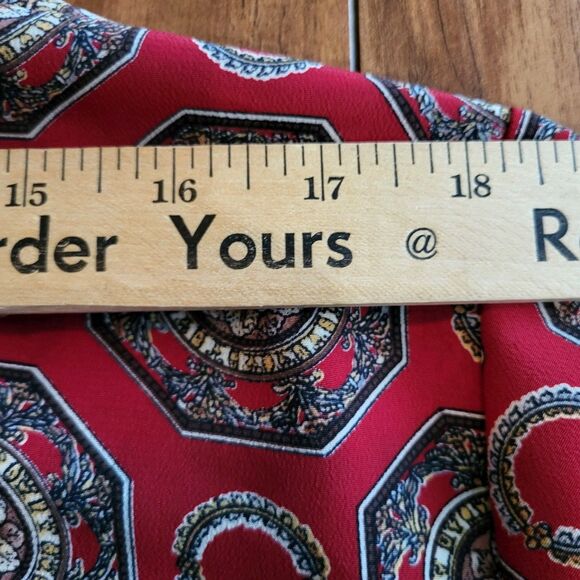 Christie & Jill Red Geometric Print Button Front Blouse Size 20 Top Retro Boho - Picture 14 of 15